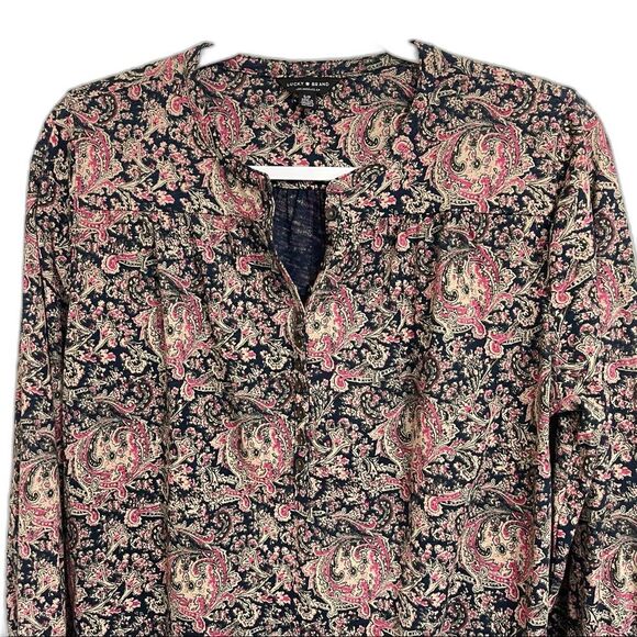 Lucky Brand Cotton Modal Popover Blouse Fairy Goth Whimsigoth Grunge Fall Size S - Picture 4 of 15